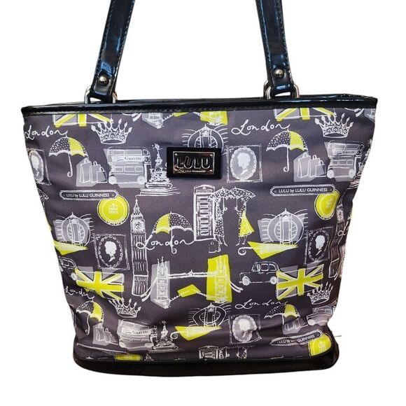 Lulu's Guinness London Vinyl Faux Patent Bag Tote With Coin Pouch - Picture 3 of 14